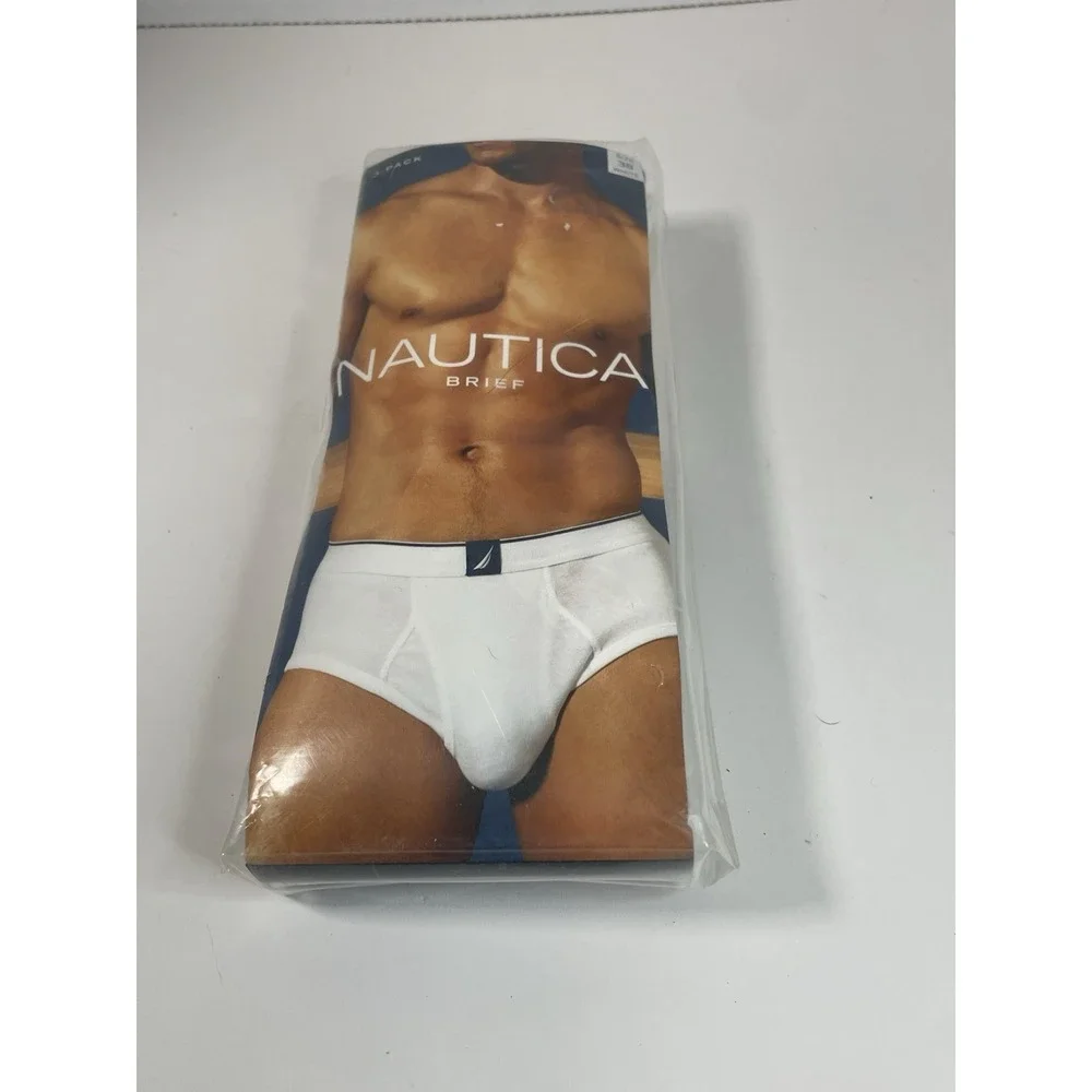 NAUTICA - 3 Pack of Cotton Fly-Front BRIEFS White Size 38 NEW